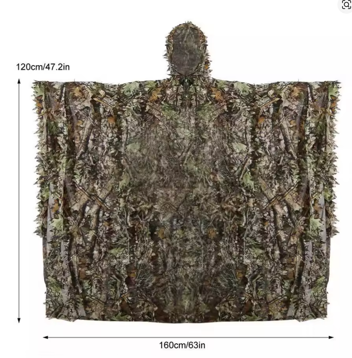 Poncho camouflage feuillage 3D